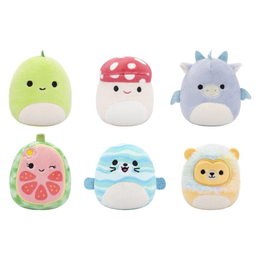 Micromallows 6-pak Plys Danny, Dane, Malcom, Lena, Leonard, Noah fra Squishmallow