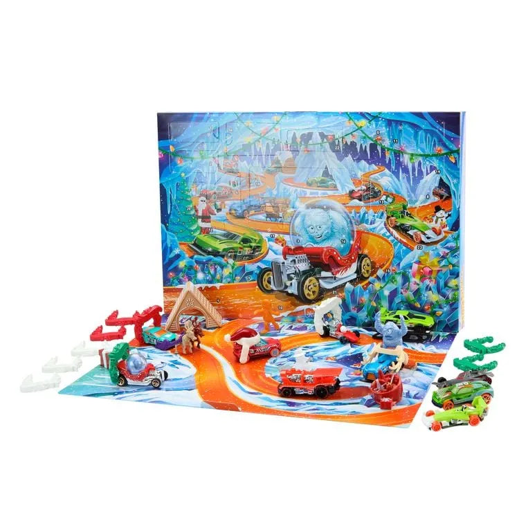 Hot Wheels Adventskalender 2026 med 10 Biler & Tilbehør