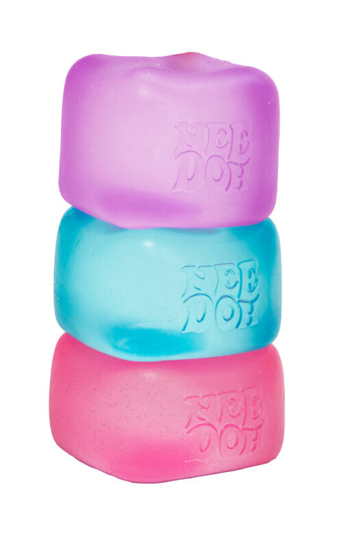 NeeDoh Nice Cube squishy terning i blå, lilla og pink