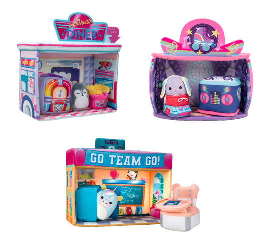 Squishville Legescener, vælg mellem 2 forskellige legescener fra Squishmallow